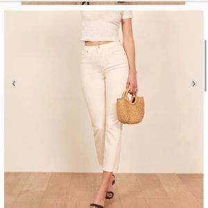 Reformation Liza High Straight Crop Jean in ivory